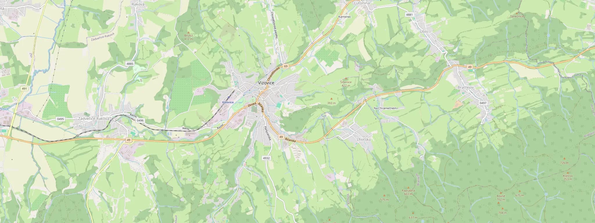 Mapa Vizovic